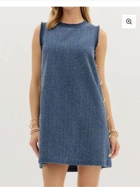 Entro Twill & Trim Dress Gold Button Detail Sides- Medium
